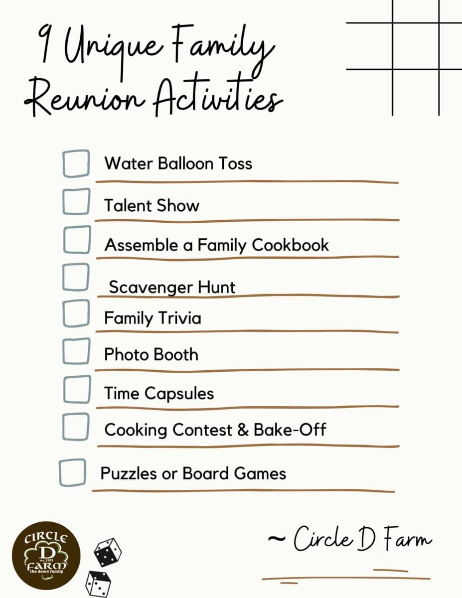 9 Unique Family Reunion Activities Circle D Farm Family Venue